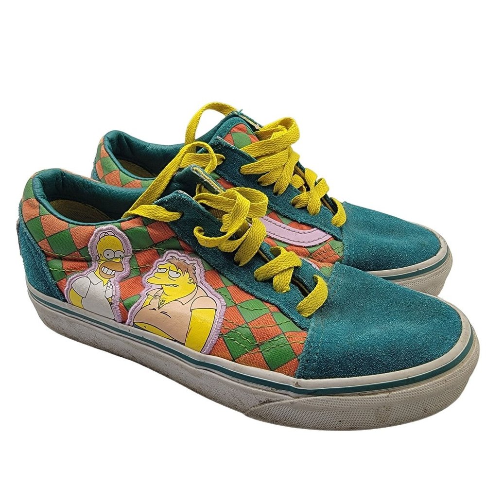 Vans x The Simpsons Old Skool Moes Tavern Womens Size 5 Green Shoes Checkerboard
